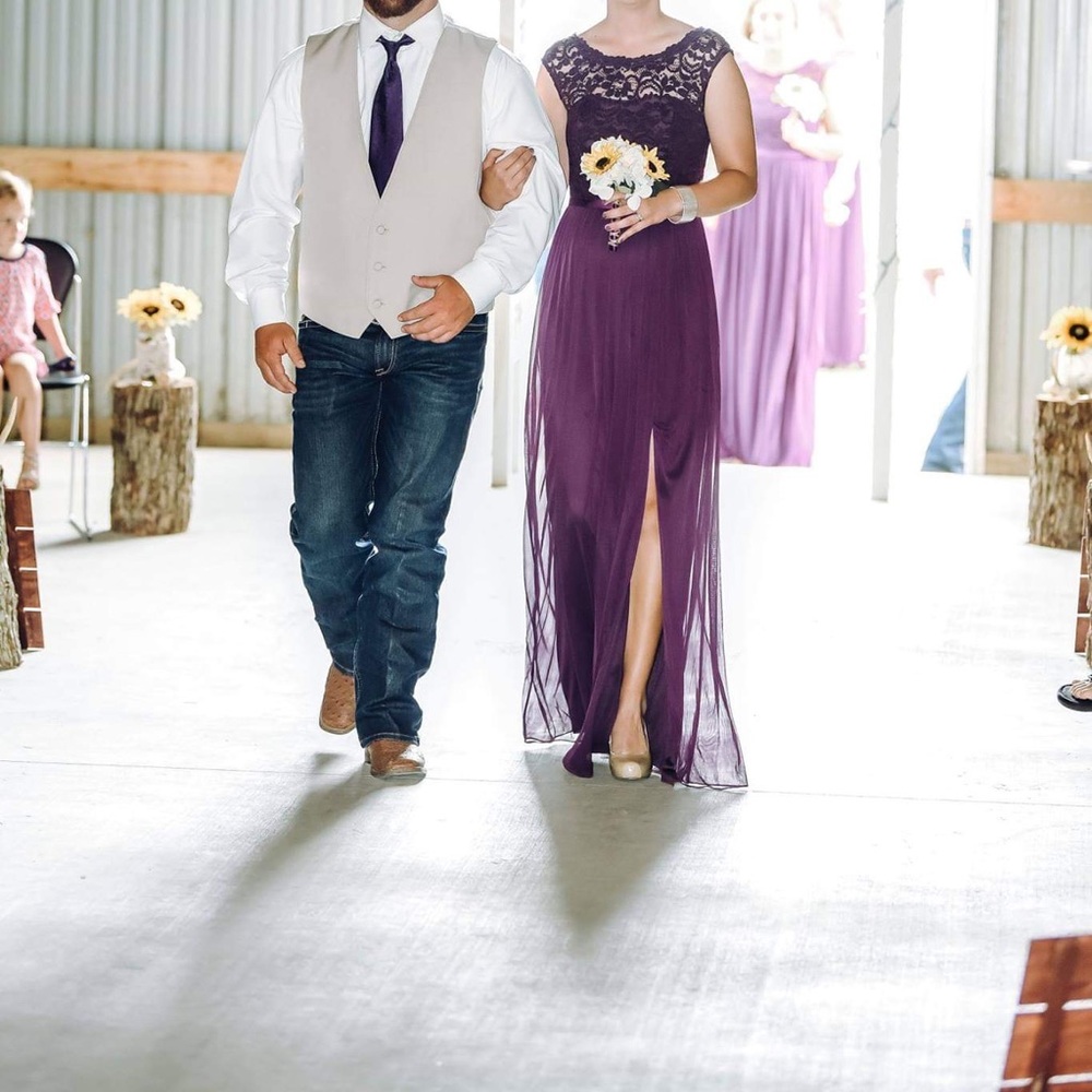 David’s Bridal floor length bridesmaid dress